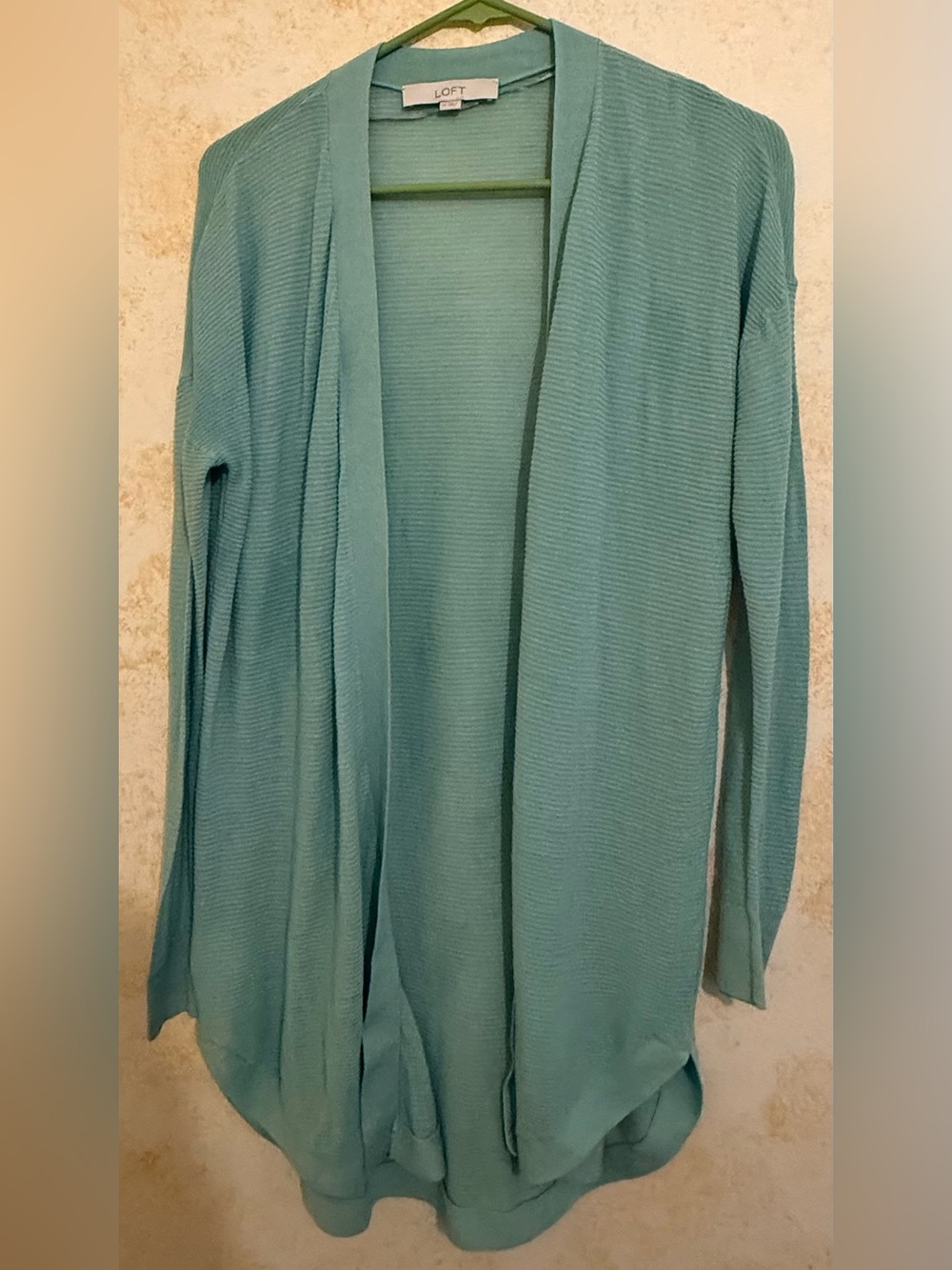 LOFT Open-Front Cardigan Sweater in Spring Green